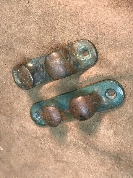 Pair Of Antique  Bronze Boat  Chocks 4+1/4" 4+5/8" Long Not A Match