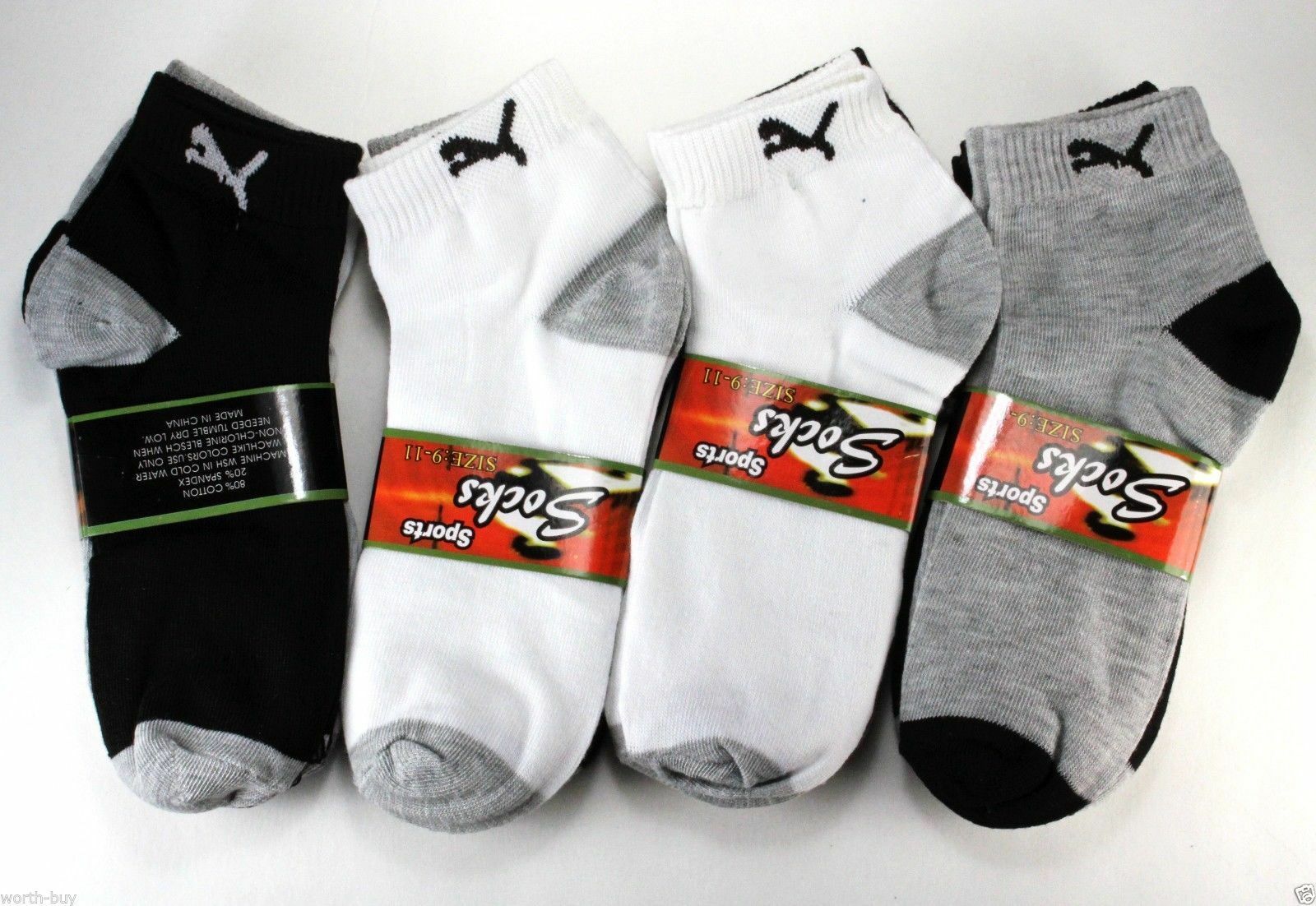 New Lot 12 Pairs Sports Womens Ankle Quarter Socks Size 9-11 Tiger Cotton Casual