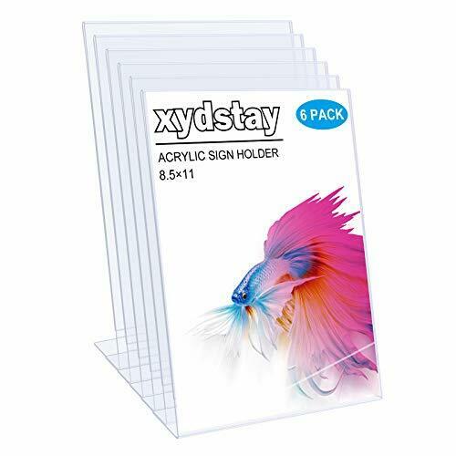 Xydstay Acrylic Sign Holder 8.5 X 11 L-shaped Clear Plastic Sign Holder Menu ...